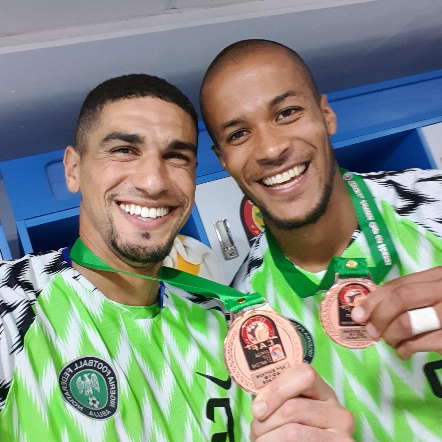 Leon Balogun and William Troost-Ekong after winning the AFCON 2019 bronze medal